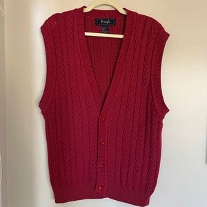 Vintage PRINGLE Red Cable Knit Sweater Vest Size L